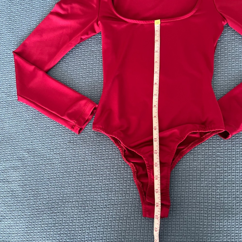 Princess Polly Bodysuit Red Long Sleeve Square Neck Top - Picture 3 of 8